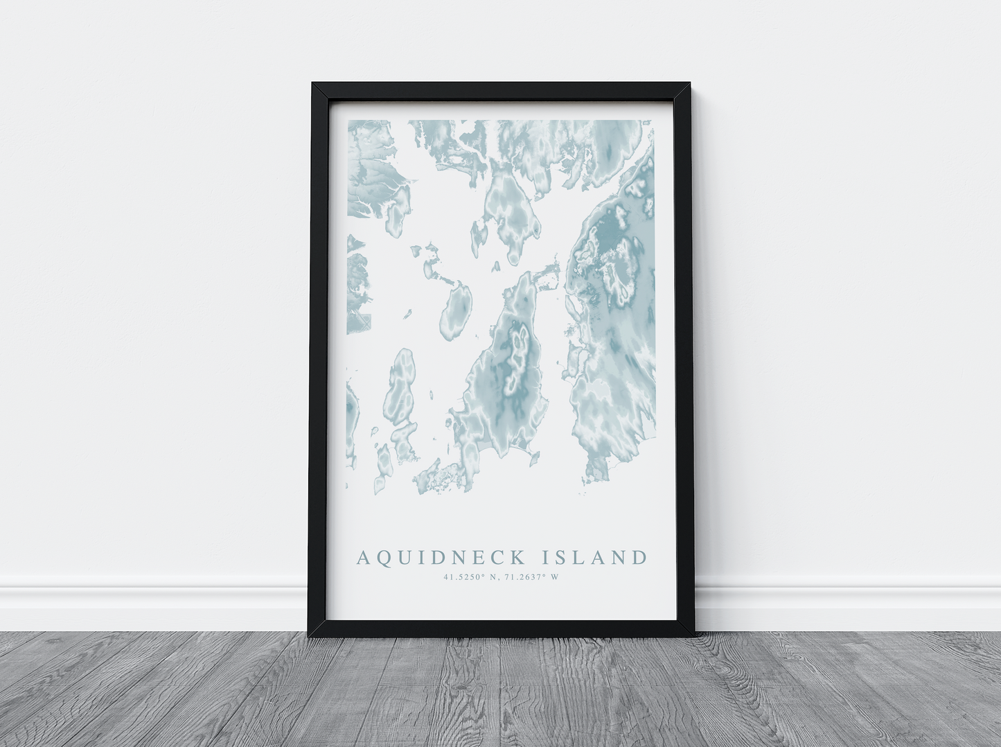aquidneck island poster in black frame