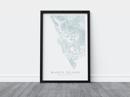 marco island poster in black frame