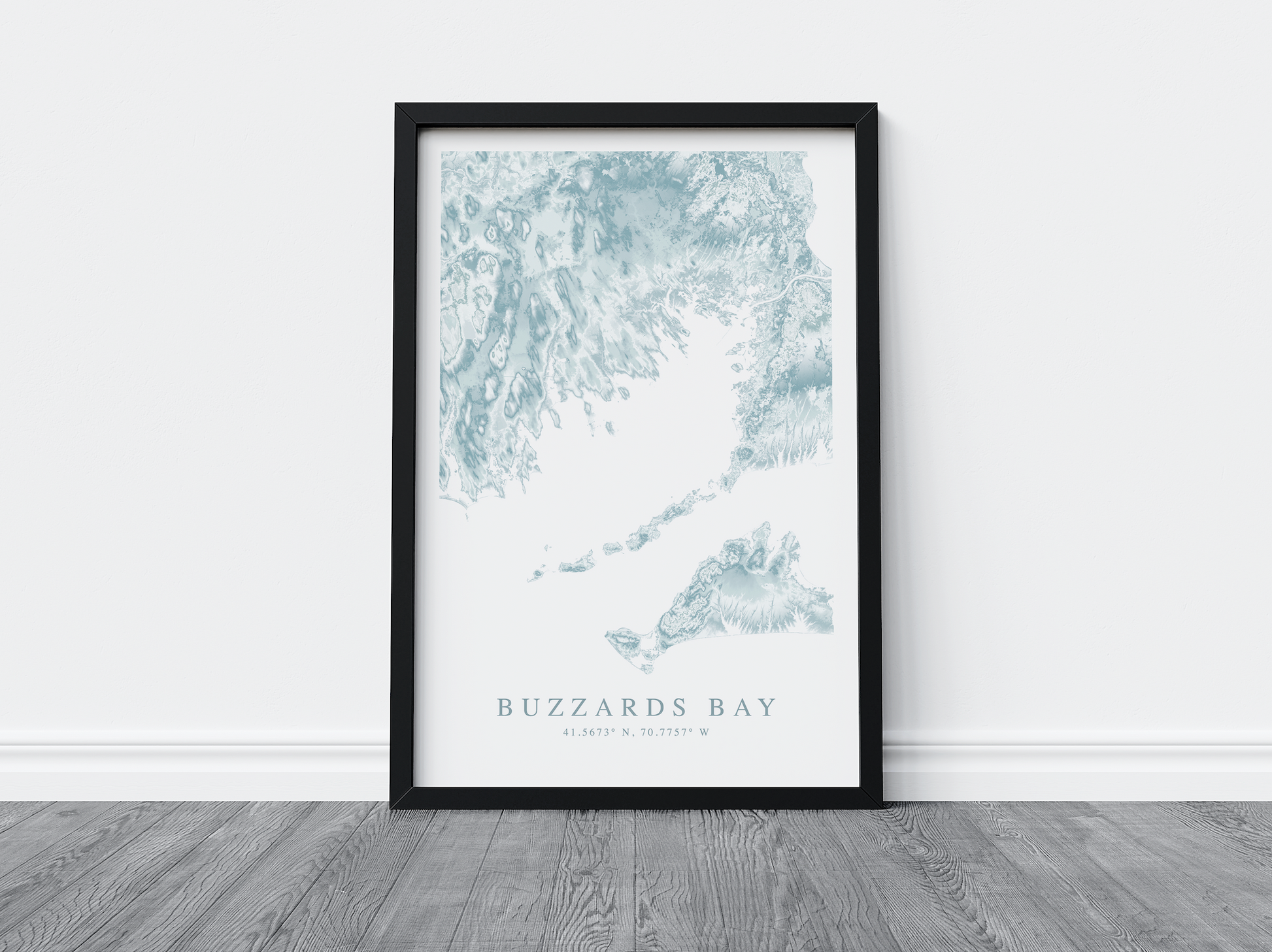 buzzards bay map print in black frame