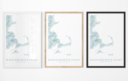 Massachusetts Coast Map Print