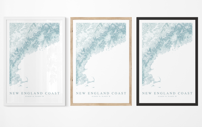 New England Coast Map Print