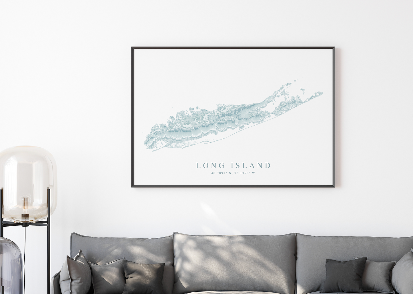 long island map print in black frame