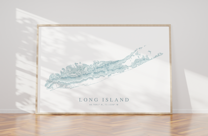 Long Island NY Map Print Landscape
