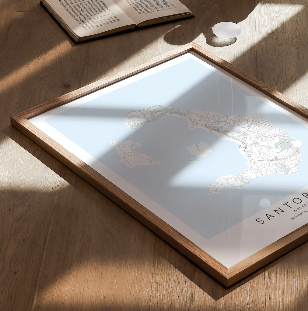 Santorini Map Print
