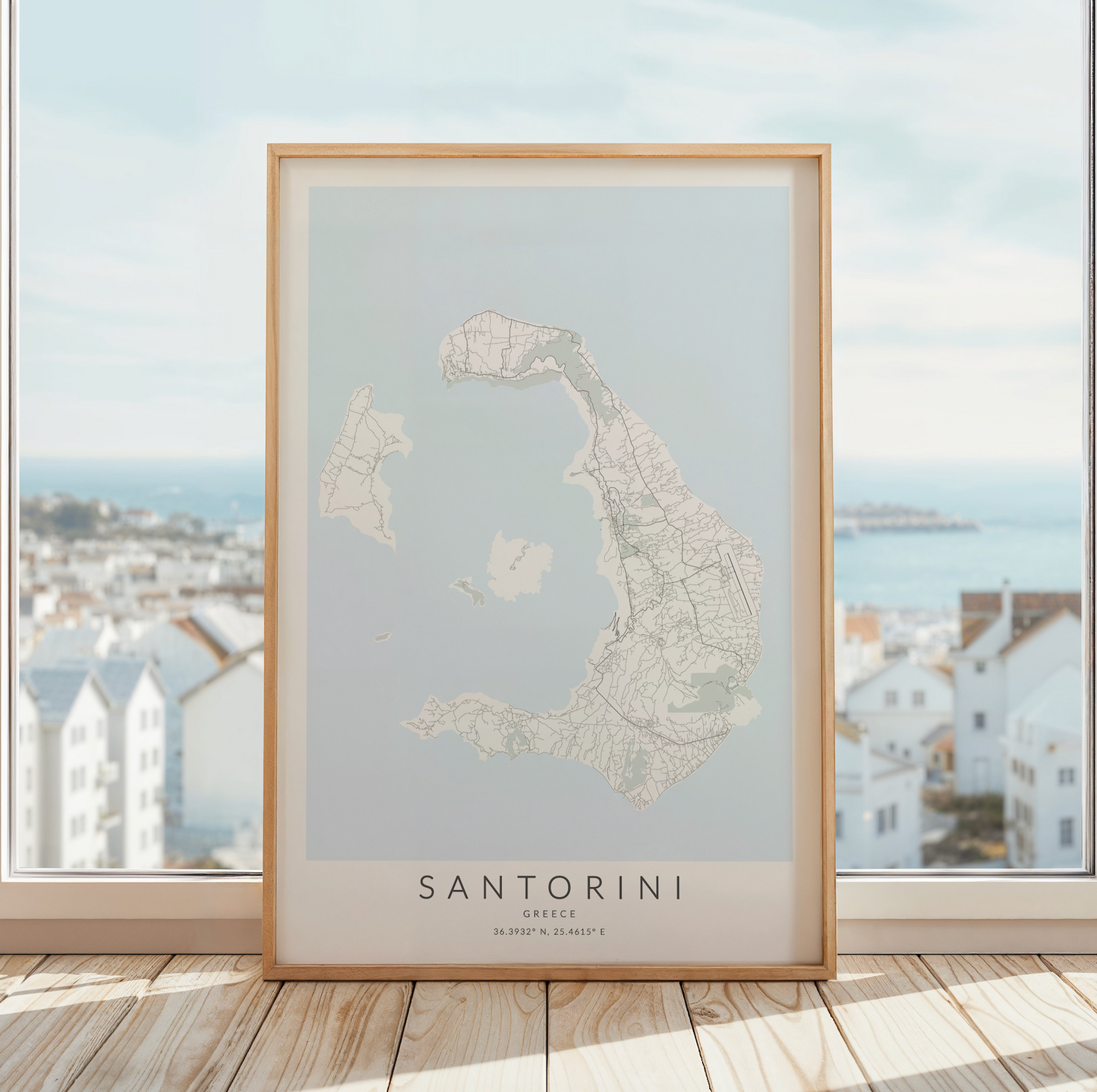 santorini greece map decor