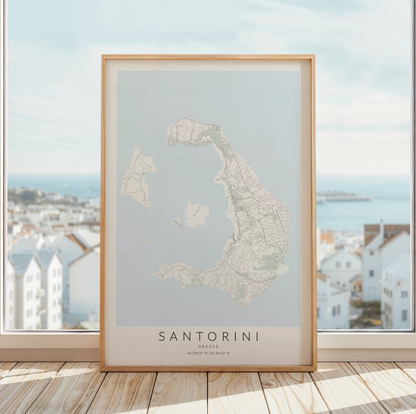 santorini greece map decor