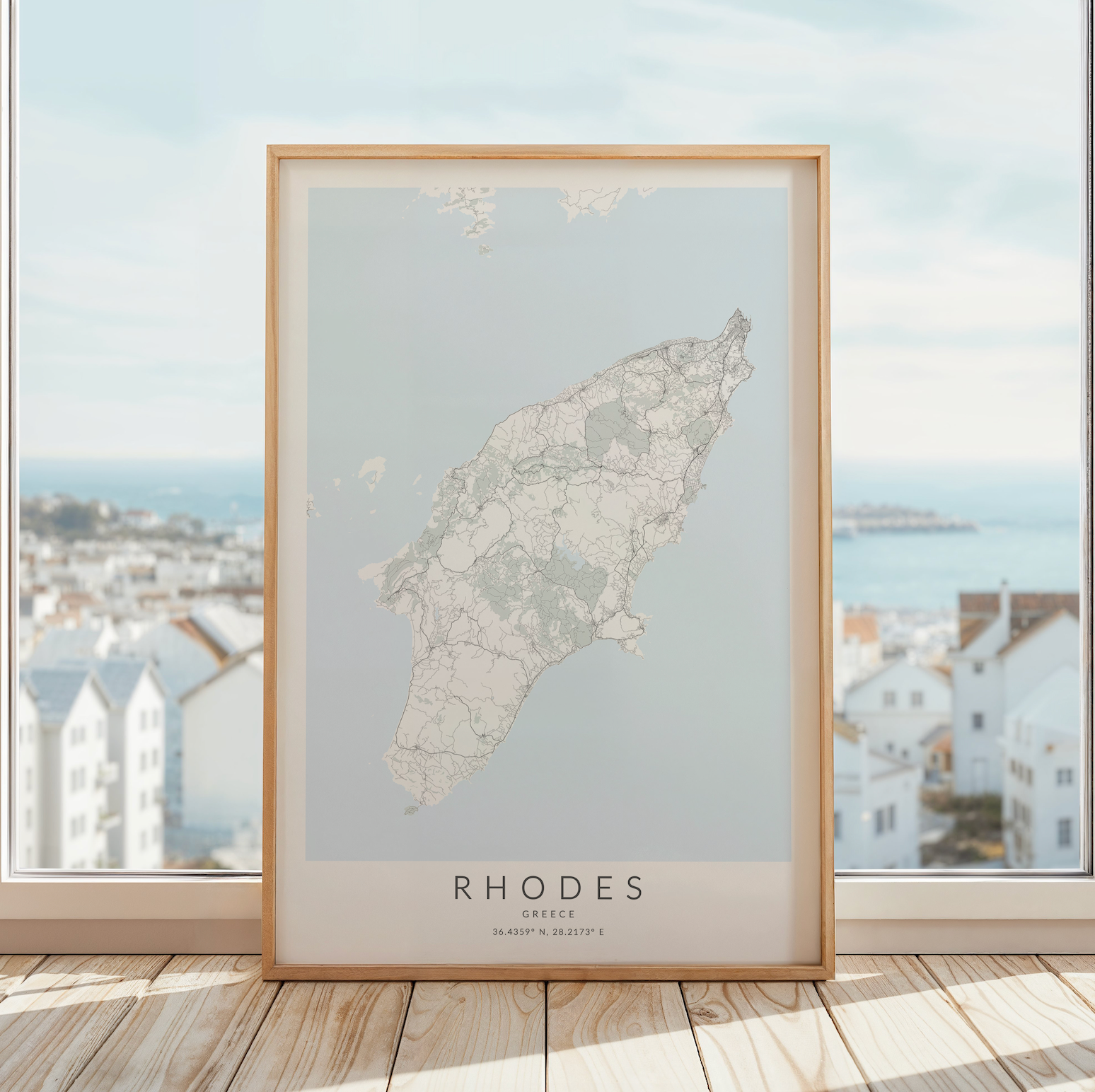 rhodes greece gift map