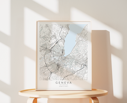 Geneva Switzerland Map Print