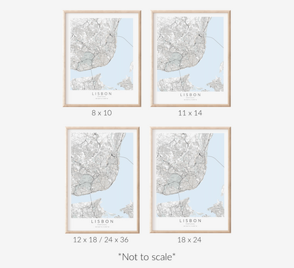 Lisbon Portugal Map Print