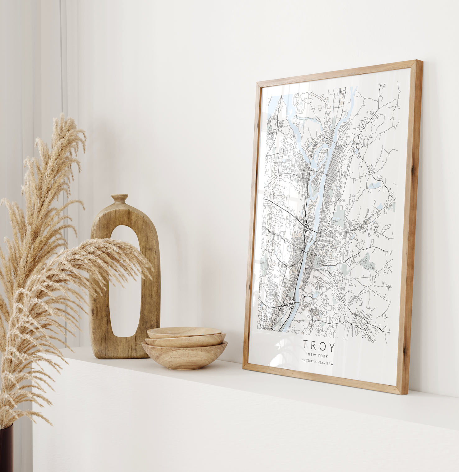 map of troy new york wall art