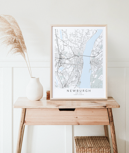 map of newburgh new york in wood frame