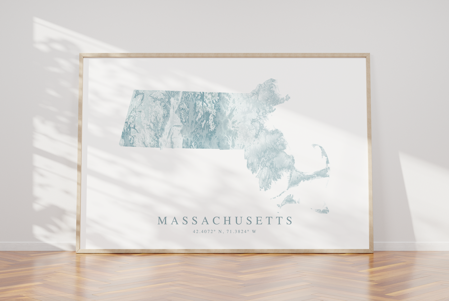 Massachusetts Map Print Landscape