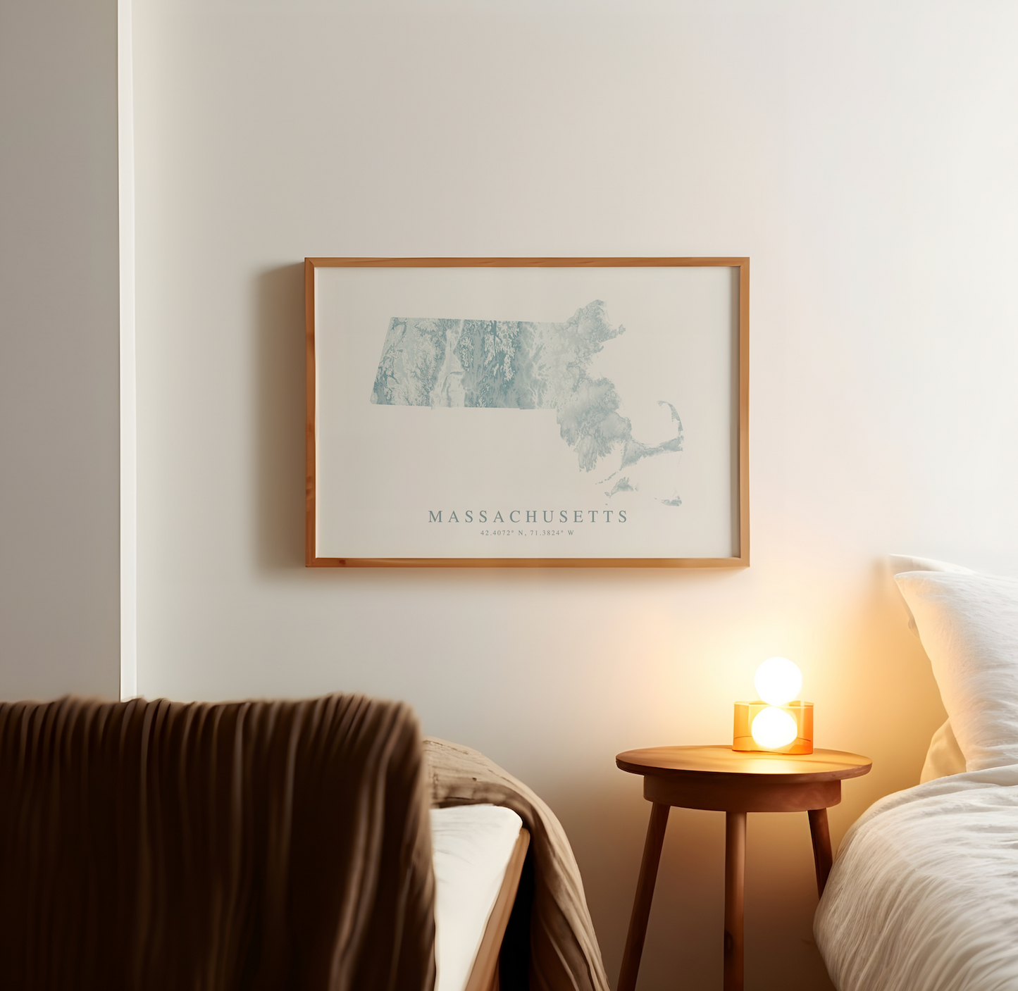 Massachusetts Map Print Landscape