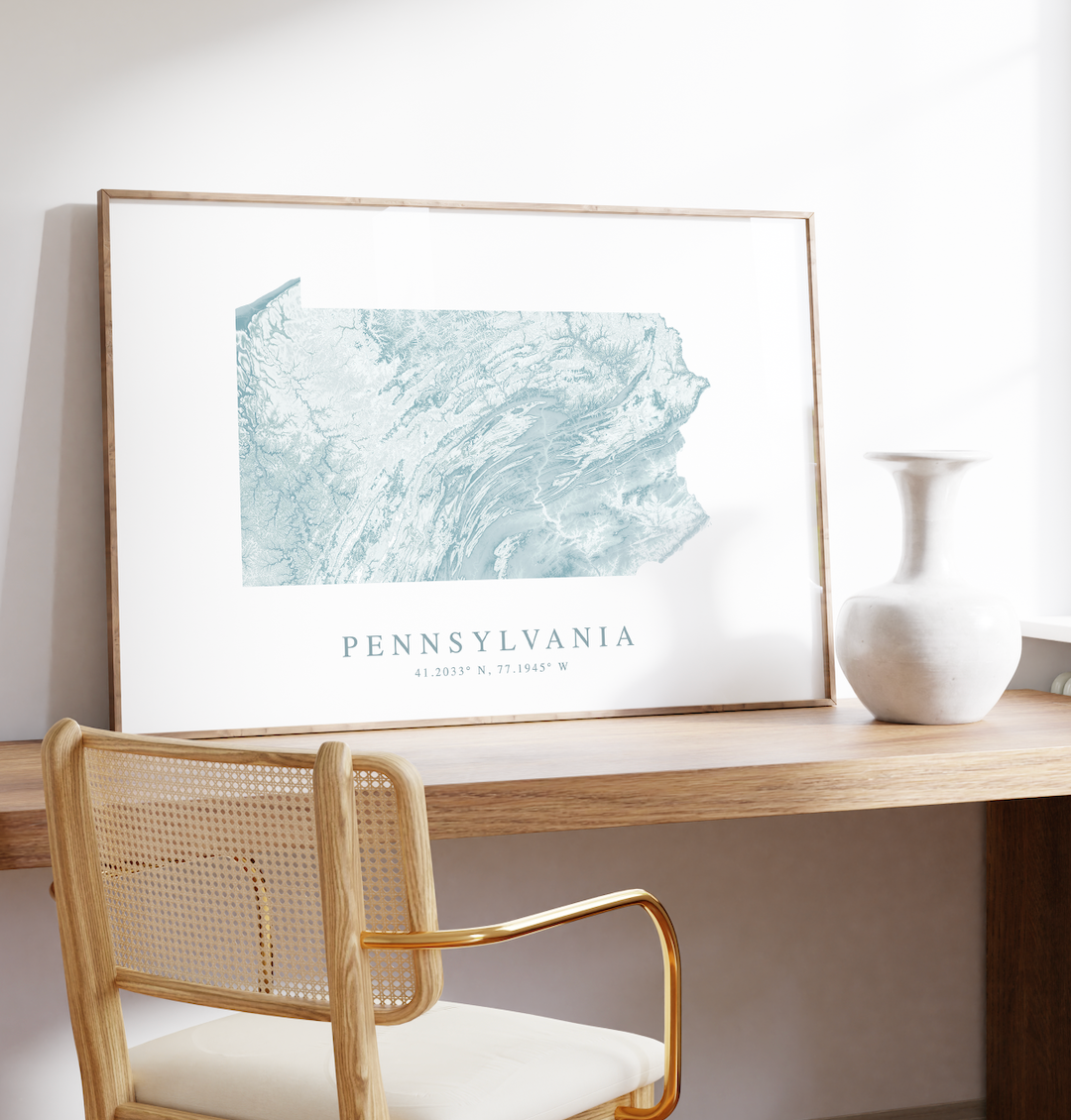 Pennsylvania Map Print Landscape