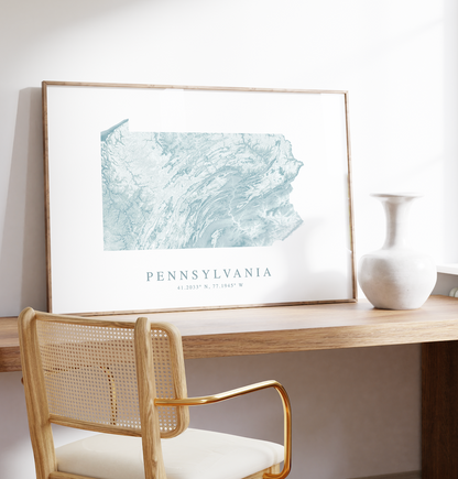 Pennsylvania Map Print Landscape