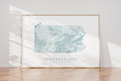 Pennsylvania Map Print Landscape
