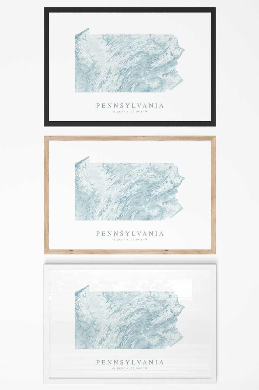 Pennsylvania Map Print Landscape