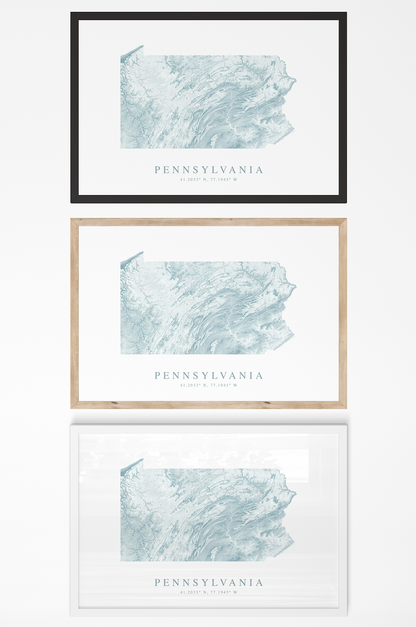 Pennsylvania Map Print Landscape