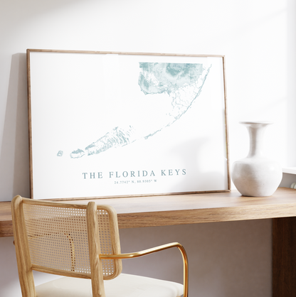 Florida Keys Map Print Landscape