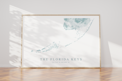 Florida Keys Map Print Landscape