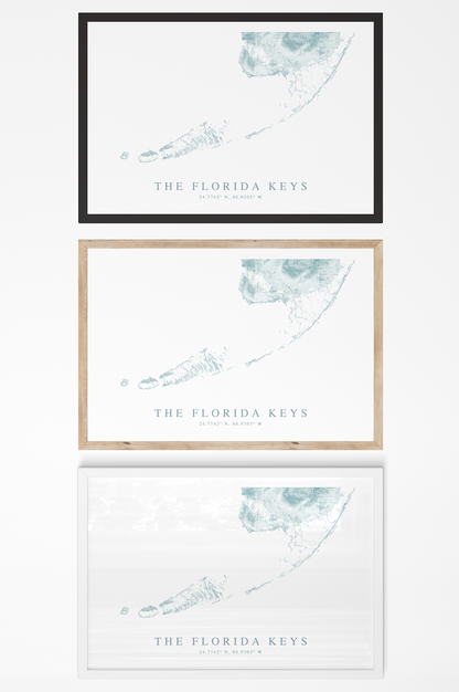 Florida Keys Map Print Landscape