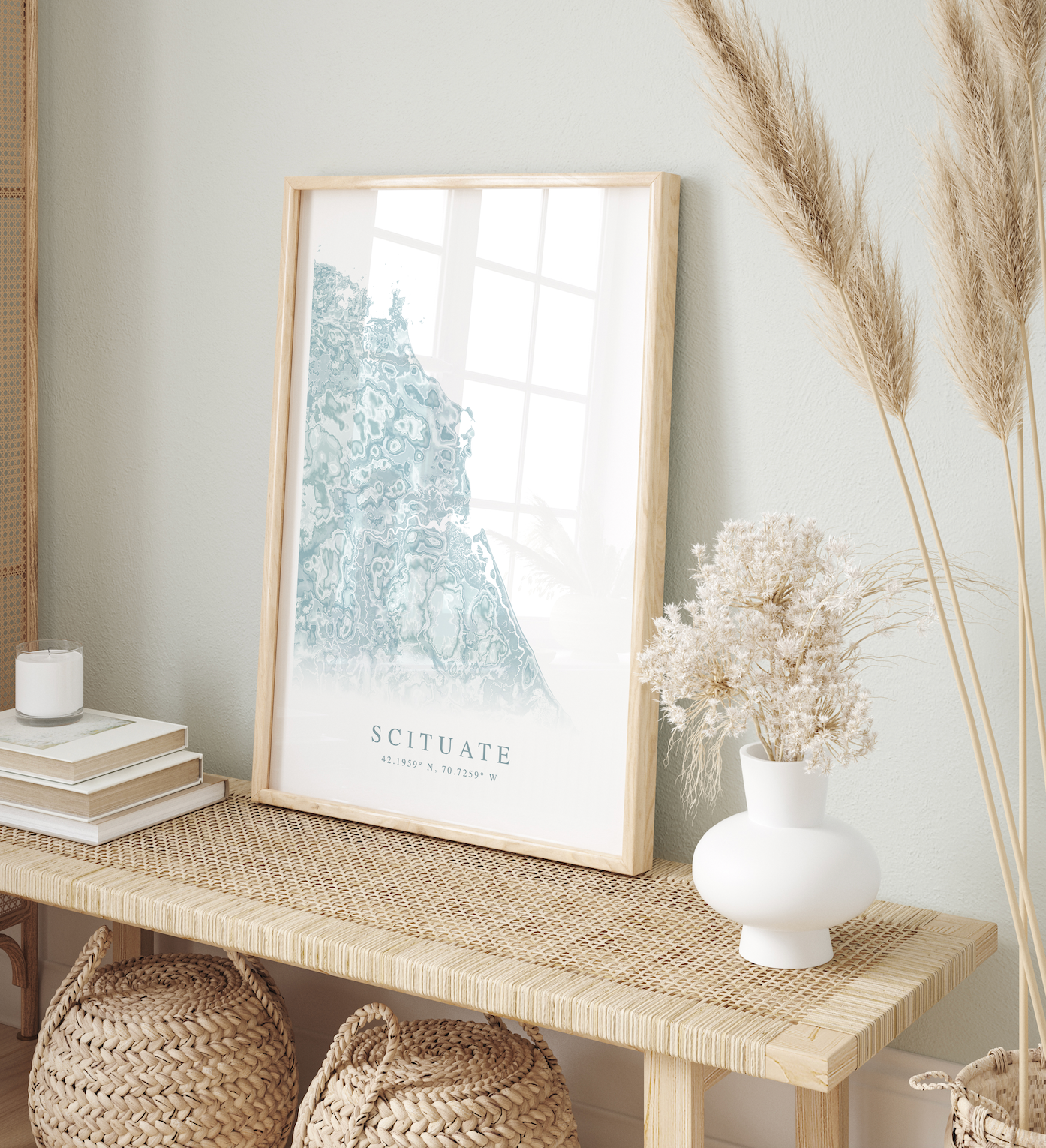 scituate map print in wood frame