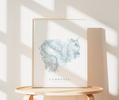 Cambodia Map Print