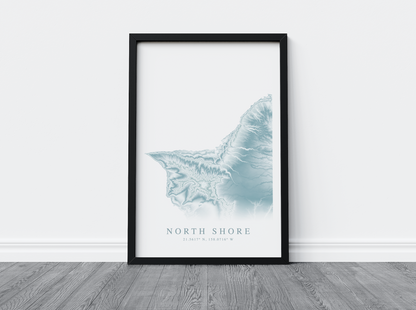 North Shore Oahu Map Print