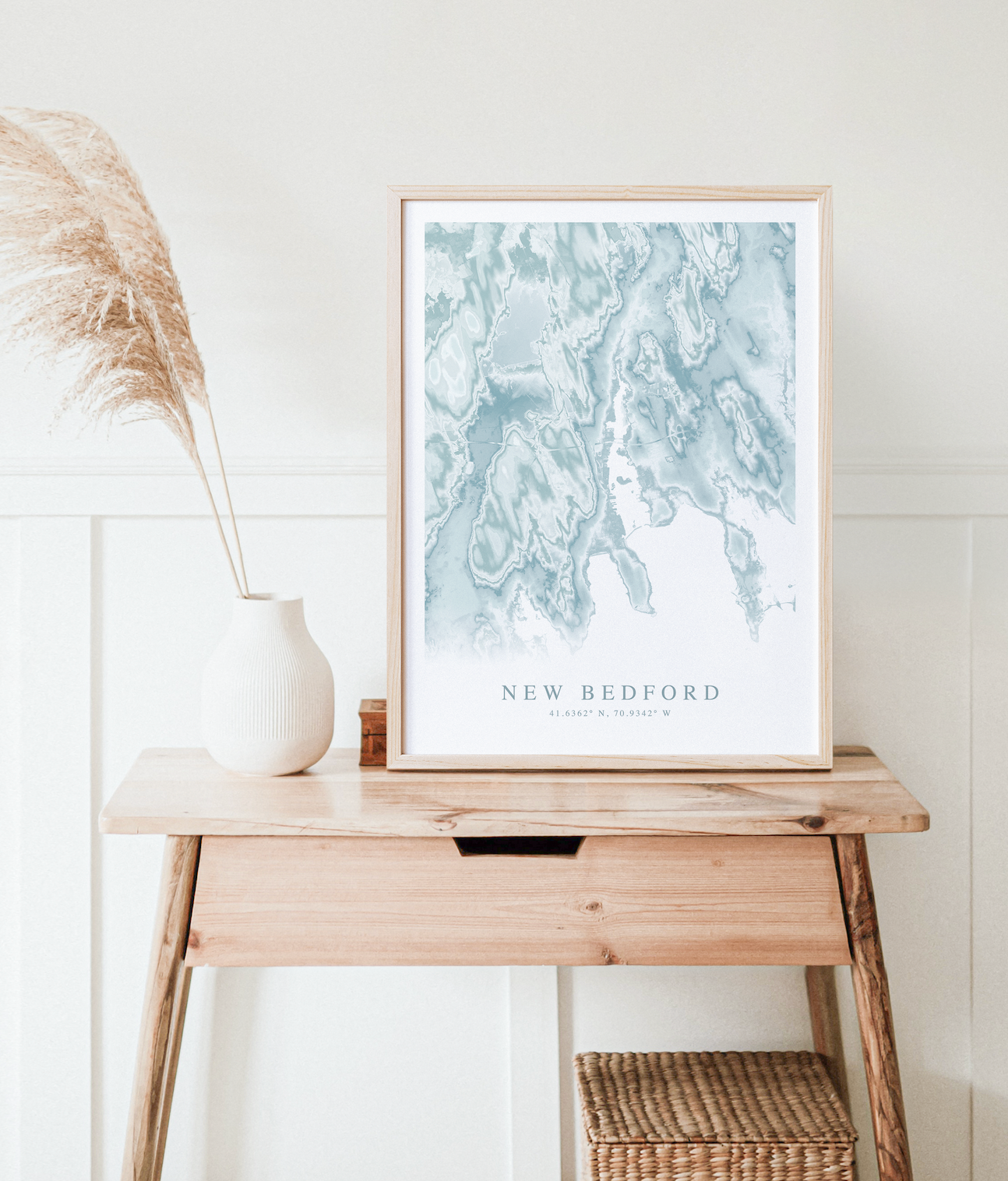 new bedford poster in wood frame