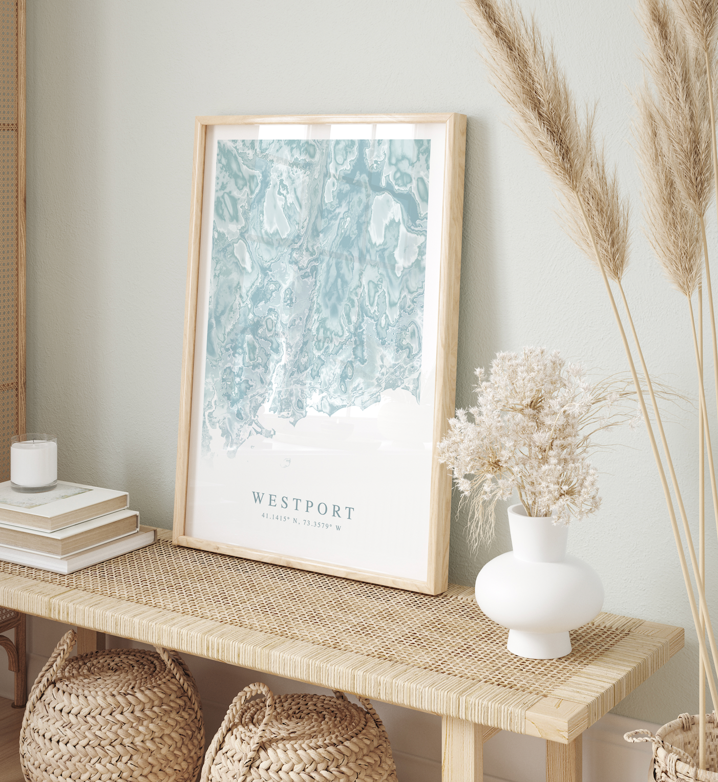 map of westport ct in wood frame