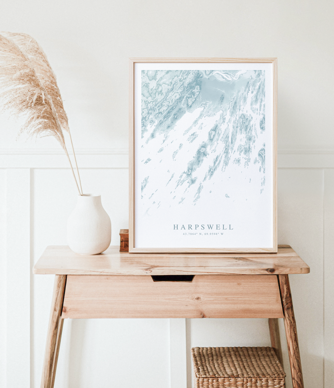 map of harpswell maine in wood frame