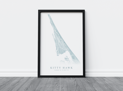 Kitty Hawk Map Print