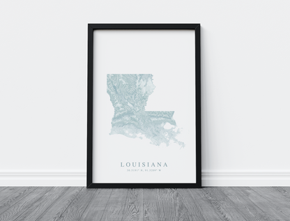 Louisiana Map Print