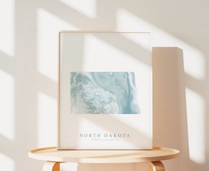 North Dakota Map Print