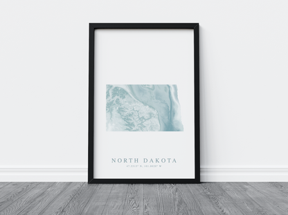 North Dakota Map Print