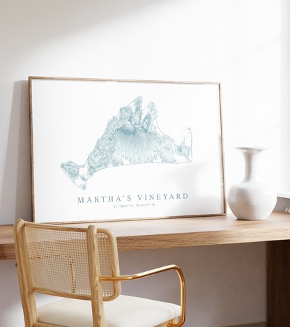 Martha's Vineyard Map Print Landscape