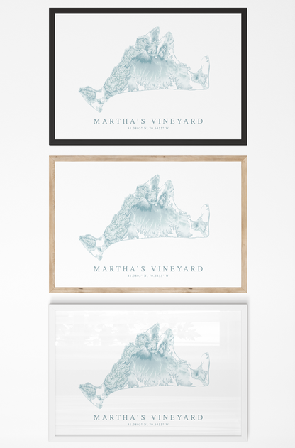 Martha's Vineyard Map Print Landscape