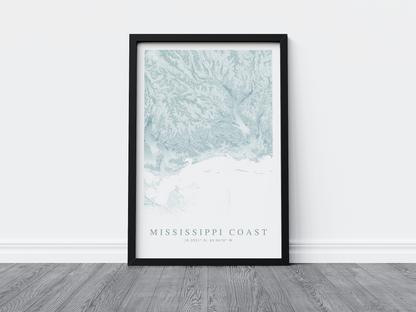 Mississippi Coast Map Print