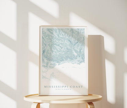 Mississippi Coast Map Print