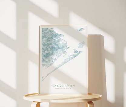 Galveston Map Print