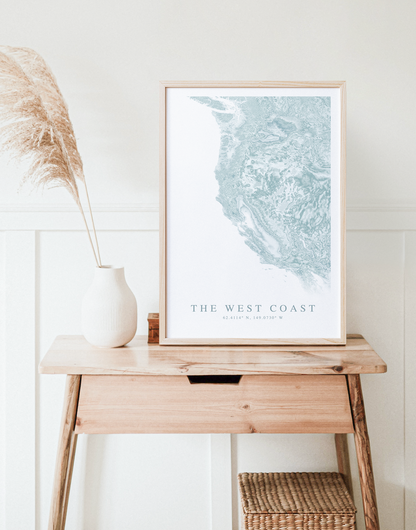 West Coast (USA) Map Print