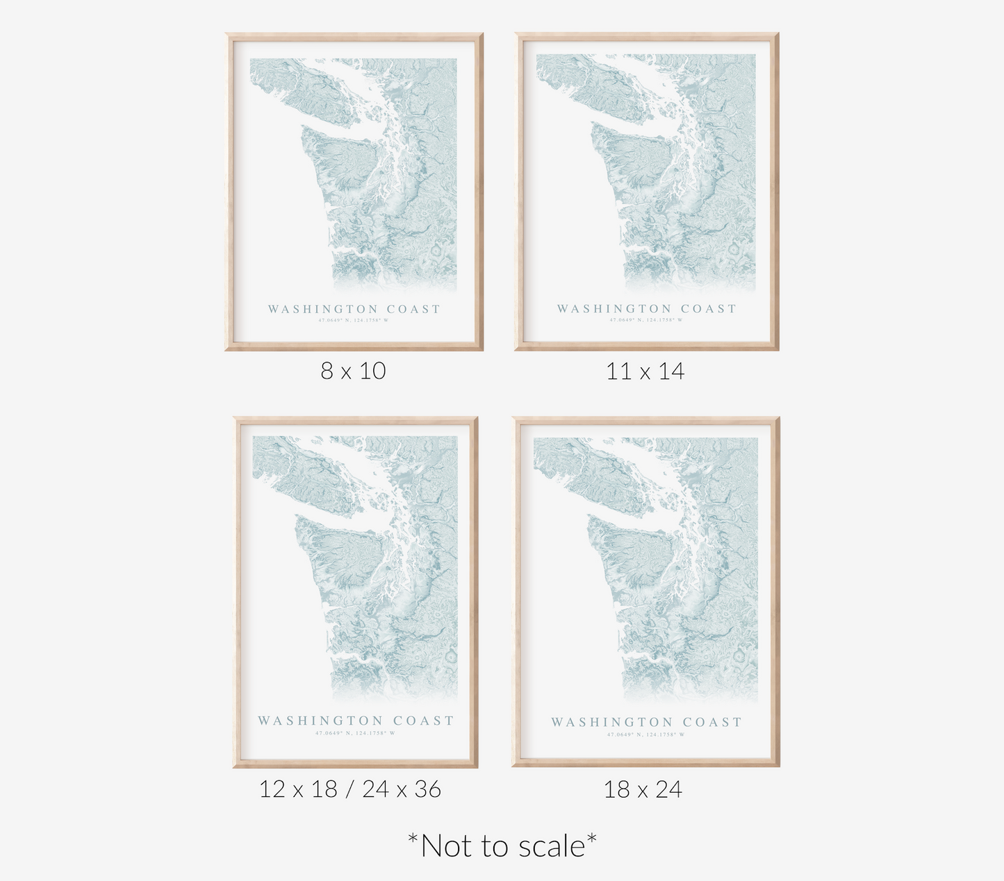 Washington State Coast Map Print