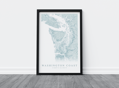 Washington State Coast Map Print