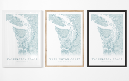 Washington State Coast Map Print