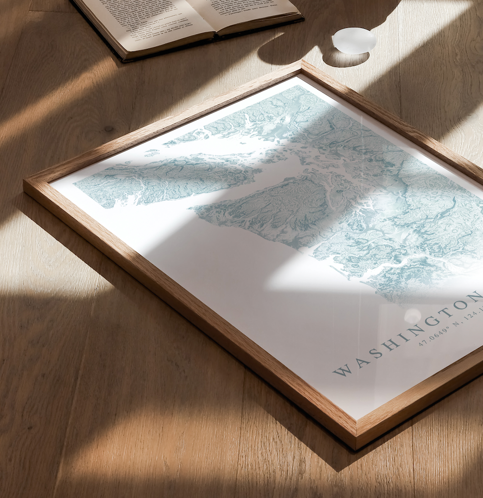 Washington State Coast Map Print