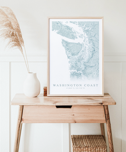 Washington State Coast Map Print