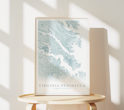 Virginia Peninsula Map Print