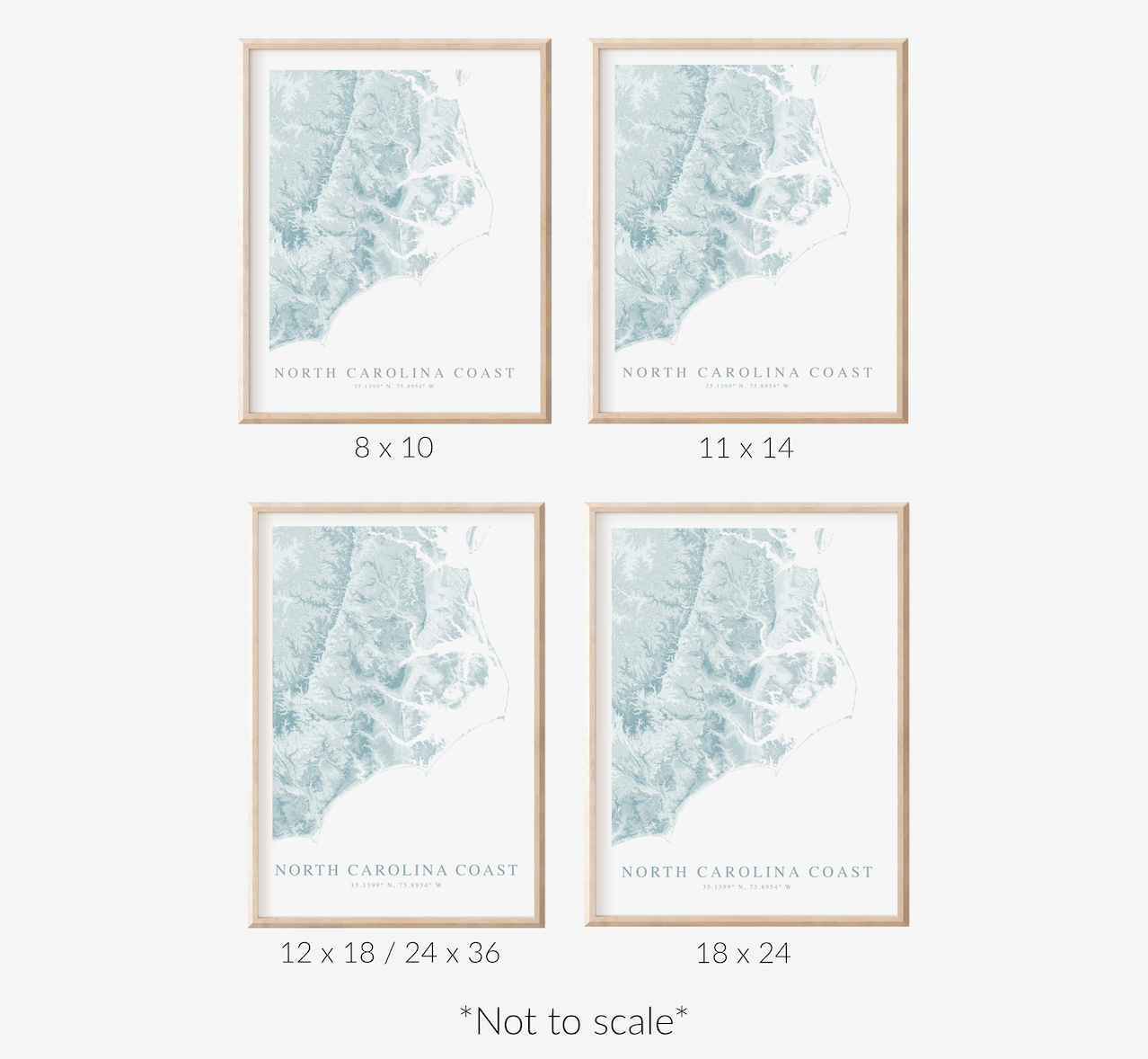 North Carolina Coast Map Print