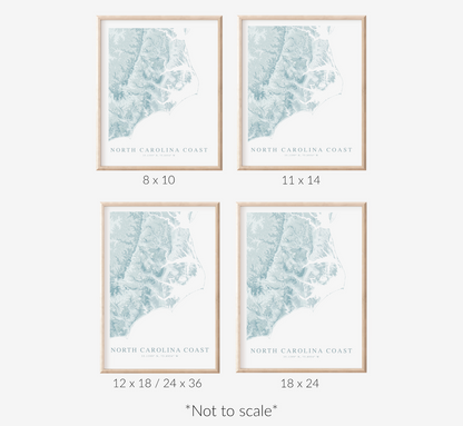 North Carolina Coast Map Print