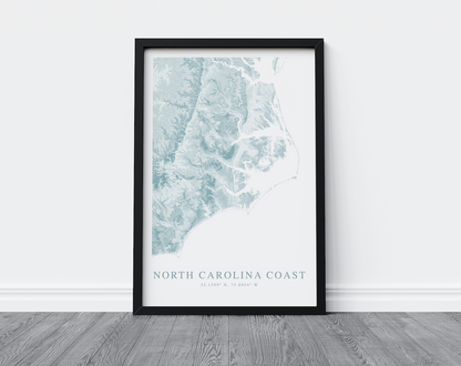 North Carolina Coast Map Print